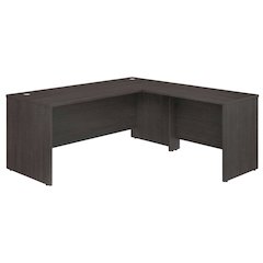 L-Shaped Desk With Backside Finish And Wire Management In Espresso