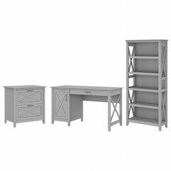 54W Computer Desk with 2 Drawer Lateral File Cabinet and 5 Shelf Bookcase