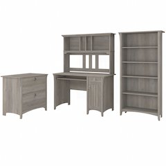 Salinas Mission Desk with Hutch, Lateral File Cabinet and 5 Shelf Bookcase
