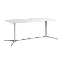72-inch Office Conference Table with Metal Base in White