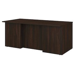 Modern Black Executive Desk With Straight Shape And Wire Management
