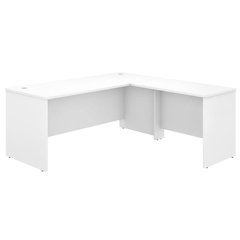 L-Shaped Desk With Wire Management And Backside Finish In A Neutral Finish