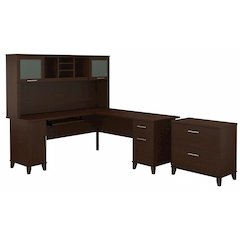 Somerset 72W L Shaped Desk with Hutch and Lateral File Cabinet