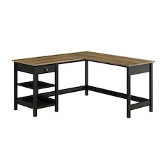 L-Shaped Computer Desk With Storage In Vintage Black For Home Office