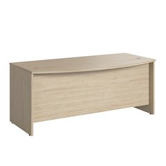 Brown Bow Front Office Desk With Wire Management And Sturdy Construction