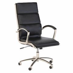 High Back Leather Executive Office Chair, Black Leather