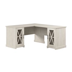Lennox 60W Farmhouse L Shaped Desk with Storage Cabinets