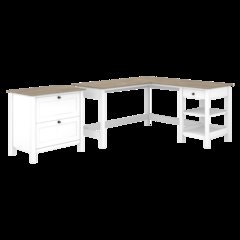 Mayfield 60W L Shaped Computer Desk with 2 Drawer Lateral File Cabinet