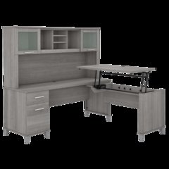 Somerset 72W 3 Position Sit to Stand L Shaped Desk with Hutch