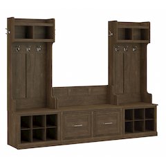 Woodland Entryway Storage Set with Hall Trees and Shoe Bench with Doors