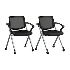 Envision Mesh Back Folding Chairs with Arms - Set of 2