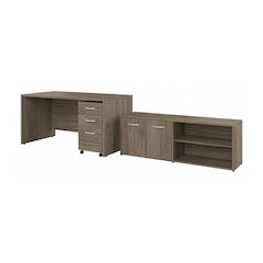 Studio C 60W x 30D Office Desk with Storage Return and Mobile File Cabinet