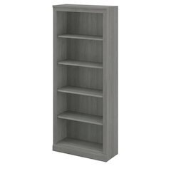 Tall 5 Shelf Bookcase with Adjustable Shelves and Open Compartments