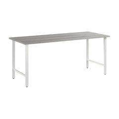 Modern Gray Office Desk With Spacious Work Surface And Sleek Finish