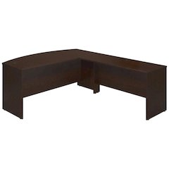 L-Shaped Office Desk With Mocha Cherry Finish And Spacious Surface