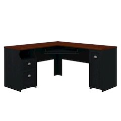 Antique Black, Hansen Cherry L Shaped Desk with Storage Cabinet, File Drawer