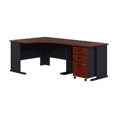 Series A 48W Corner Desk with 36W Return and Mobile File Cabinet