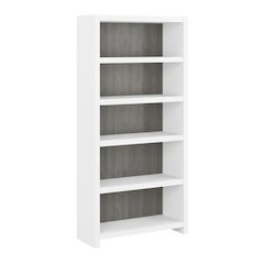 Wooden 5-Shelf Bookcase with Adjustable and Fixed Shelves for Storage