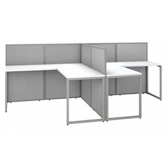 Easy Office 60W 2 Person L Shaped Cubicle Desk Workstation with 45H Panels