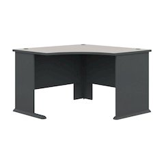 Corner Desk In Black With Backside Finish And Wire Management