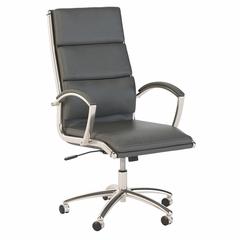 High Back Leather Executive Office Chair, Dark Gray Leather