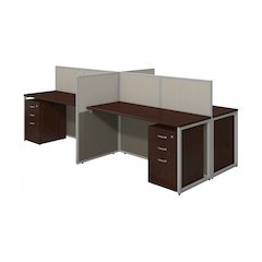 Easy Office 60W 4 Person Cubicle Desk with File Cabinets and 45H Panels
