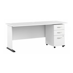 Studio A 72W Computer Desk with 3 Drawer Mobile File Cabinet