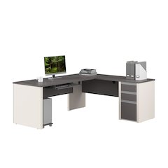 72W L-Shaped Desk with Pedestal