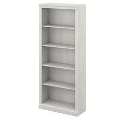 Tall 5 Shelf Bookcase with Adjustable Shelves and Open Compartments