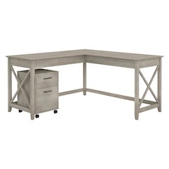 Gray L-Shaped Desk with 2-Drawer Mobile File Cabinet for Home Office