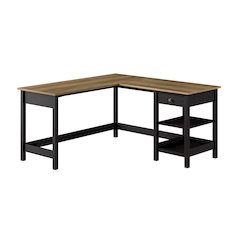 Mayfield 60W L Shaped Computer Desk with Storage in Vintage Black