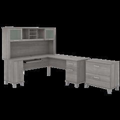 Somerset 72W L Shaped Desk with Hutch and Lateral File Cabinet