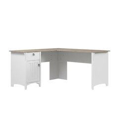 White L-Shaped Desk with Storage and Adjustable Shelves