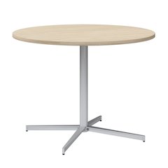 42-inch Round Conference Table with Metal Base in Natural Elm