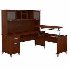 Somerset 72W 3 Position Sit to Stand L Shaped Desk with Hutch