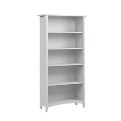 Tall 5 Shelf Bookcase with Fixed and Adjustable Shelves, Modern Rectangle Design