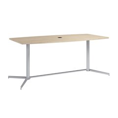 72-inch Office Conference Table with Metal Base in Natural Elm