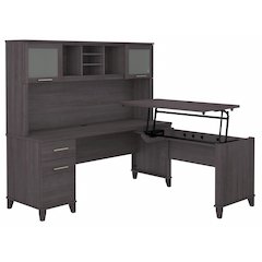 Somerset 72W 3 Position Sit to Stand L Shaped Desk with Hutch