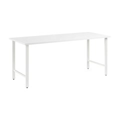 White Office Computer Desk With Metal Legs, Spacious Work Surface