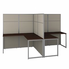 Easy Office 60W 2 Person L Shaped Cubicle Desk Workstation with 66H Panels