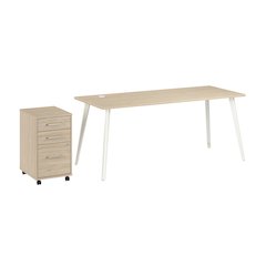 Vista 72W Desk with Splayed Metal Legs and 3 Drawer Mobile File Cabinet