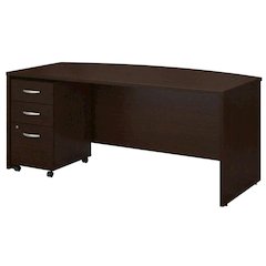 Mocha Cherry Office Desk With Mobile File Cabinet For Workspace Productivity
