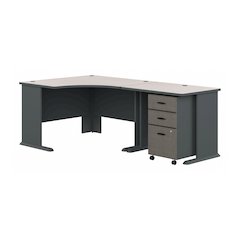 Series A 48W Corner Desk with 36W Return and Mobile File Cabinet