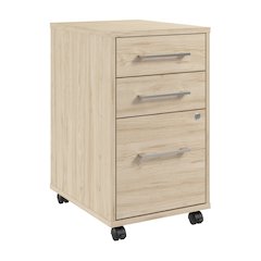 Hustle 3 Drawer Rolling File Cabinet with Lock in Natural Elm