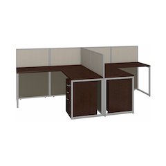 Easy Office 60W 2 Person L Shaped Cubicle Desk with Drawers and 45H Panels