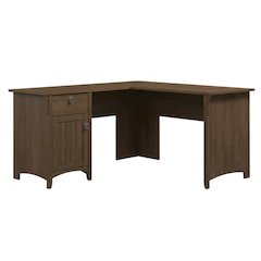 Brown L Shaped Office Desk With Storage And Cable Management