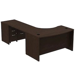 L-Shaped Office Desk With 2 Mobile Pedestals And Classic Shell Design