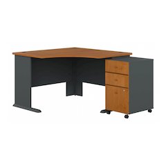 Series A 48W Corner Desk with Mobile File Cabinet