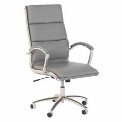 High Back Leather Executive Office Chair - Light Gray Leather