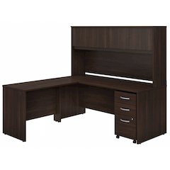 Studio C 72W x 30D L Shaped Desk with Hutch, Mobile File Cabinet and 42W Return
